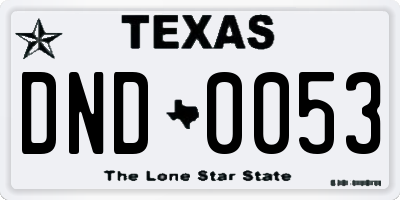 TX license plate DND0053