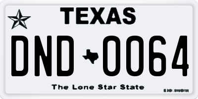 TX license plate DND0064