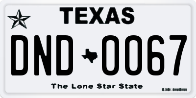 TX license plate DND0067