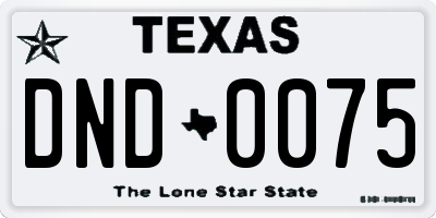 TX license plate DND0075
