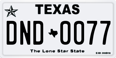 TX license plate DND0077