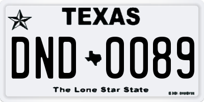 TX license plate DND0089