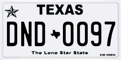 TX license plate DND0097