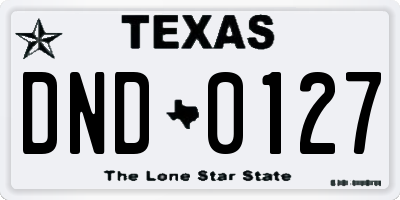 TX license plate DND0127