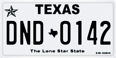 TX license plate DND0142