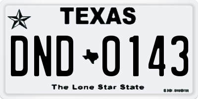 TX license plate DND0143