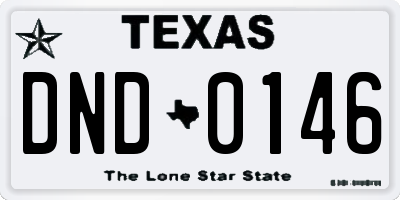TX license plate DND0146