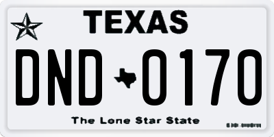 TX license plate DND0170