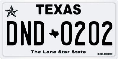 TX license plate DND0202