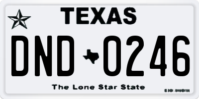TX license plate DND0246