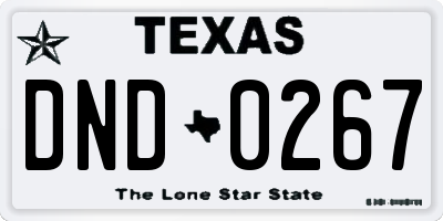 TX license plate DND0267