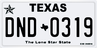 TX license plate DND0319