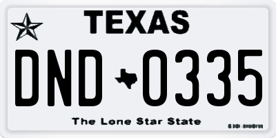 TX license plate DND0335