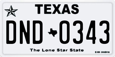 TX license plate DND0343