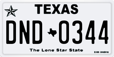 TX license plate DND0344