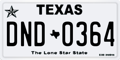 TX license plate DND0364