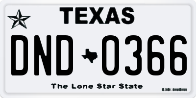 TX license plate DND0366