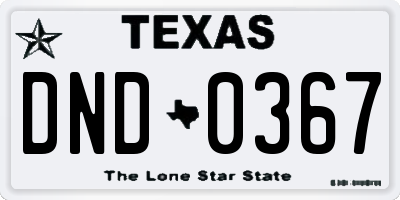 TX license plate DND0367
