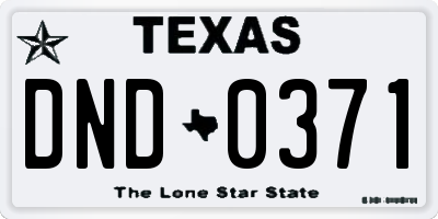 TX license plate DND0371