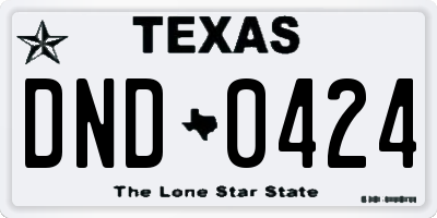 TX license plate DND0424