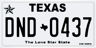 TX license plate DND0437