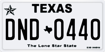 TX license plate DND0440