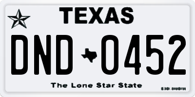 TX license plate DND0452