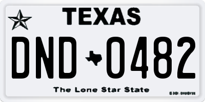TX license plate DND0482