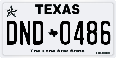 TX license plate DND0486