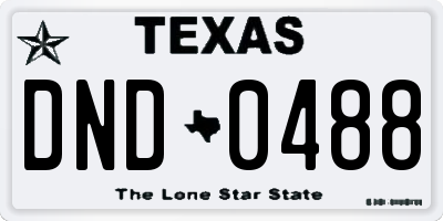 TX license plate DND0488