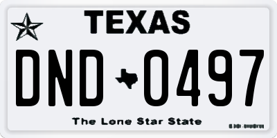 TX license plate DND0497