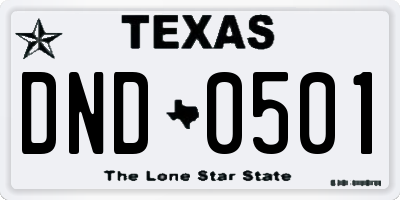 TX license plate DND0501