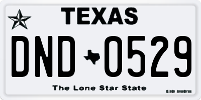 TX license plate DND0529