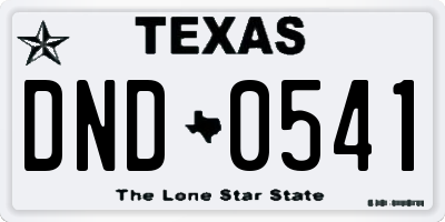 TX license plate DND0541