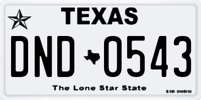 TX license plate DND0543