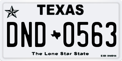 TX license plate DND0563