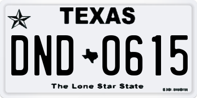TX license plate DND0615