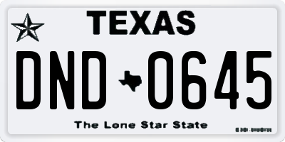TX license plate DND0645