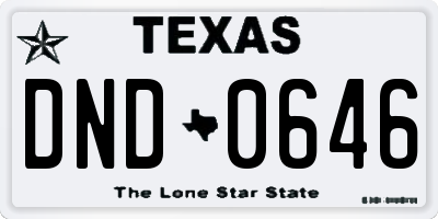 TX license plate DND0646