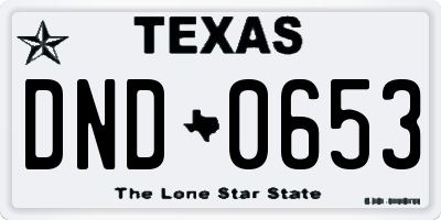 TX license plate DND0653