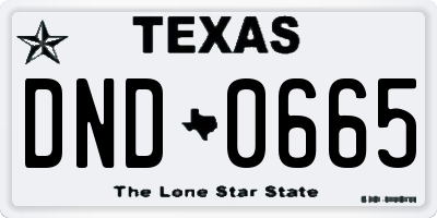 TX license plate DND0665