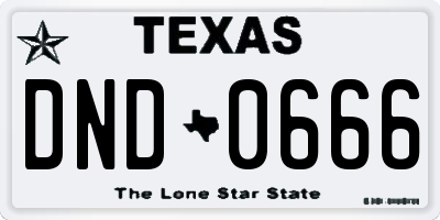 TX license plate DND0666