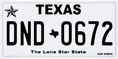 TX license plate DND0672