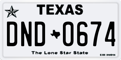 TX license plate DND0674
