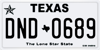 TX license plate DND0689