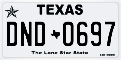 TX license plate DND0697