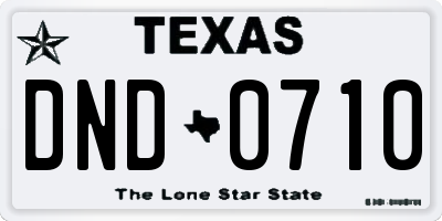 TX license plate DND0710