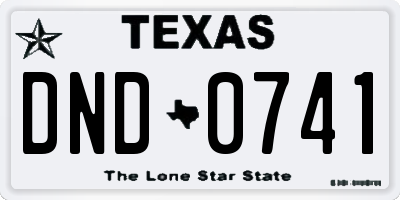 TX license plate DND0741