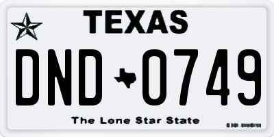 TX license plate DND0749