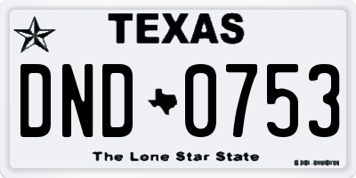 TX license plate DND0753